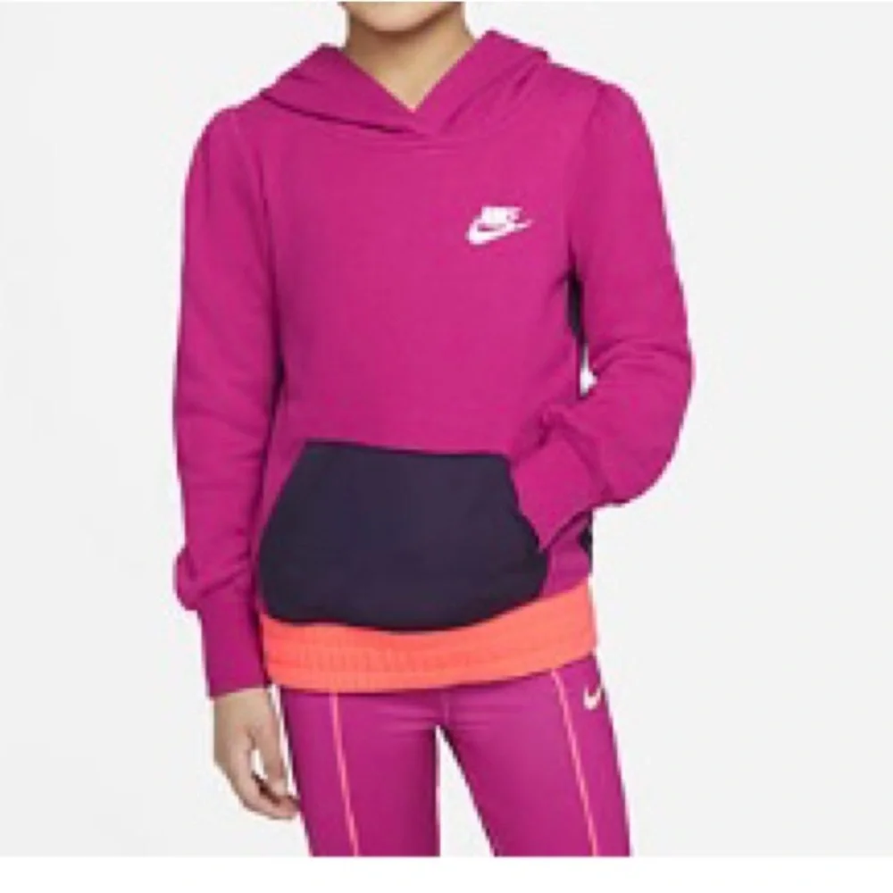 Nike Girls Colorblock Pullover Hoodie Pink Purple Orange Size 6X